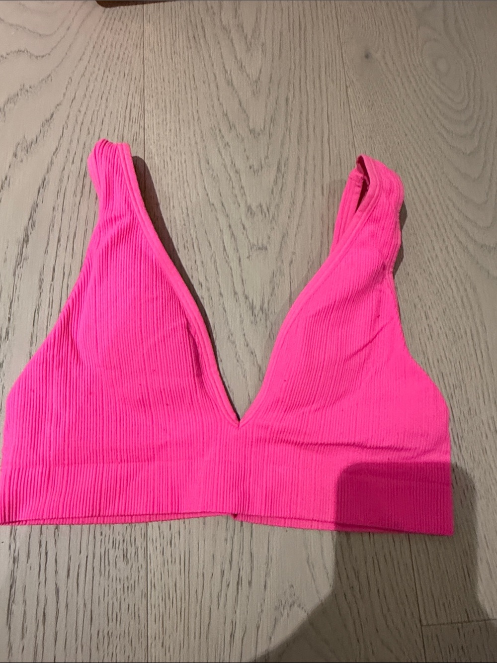PINK Victoria's Secret Neon Pink Ribbed V-Neck Bralette